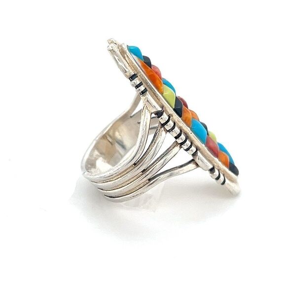 Sterling Multicolor Mosaic Stones Ring - Picture 5 of 10